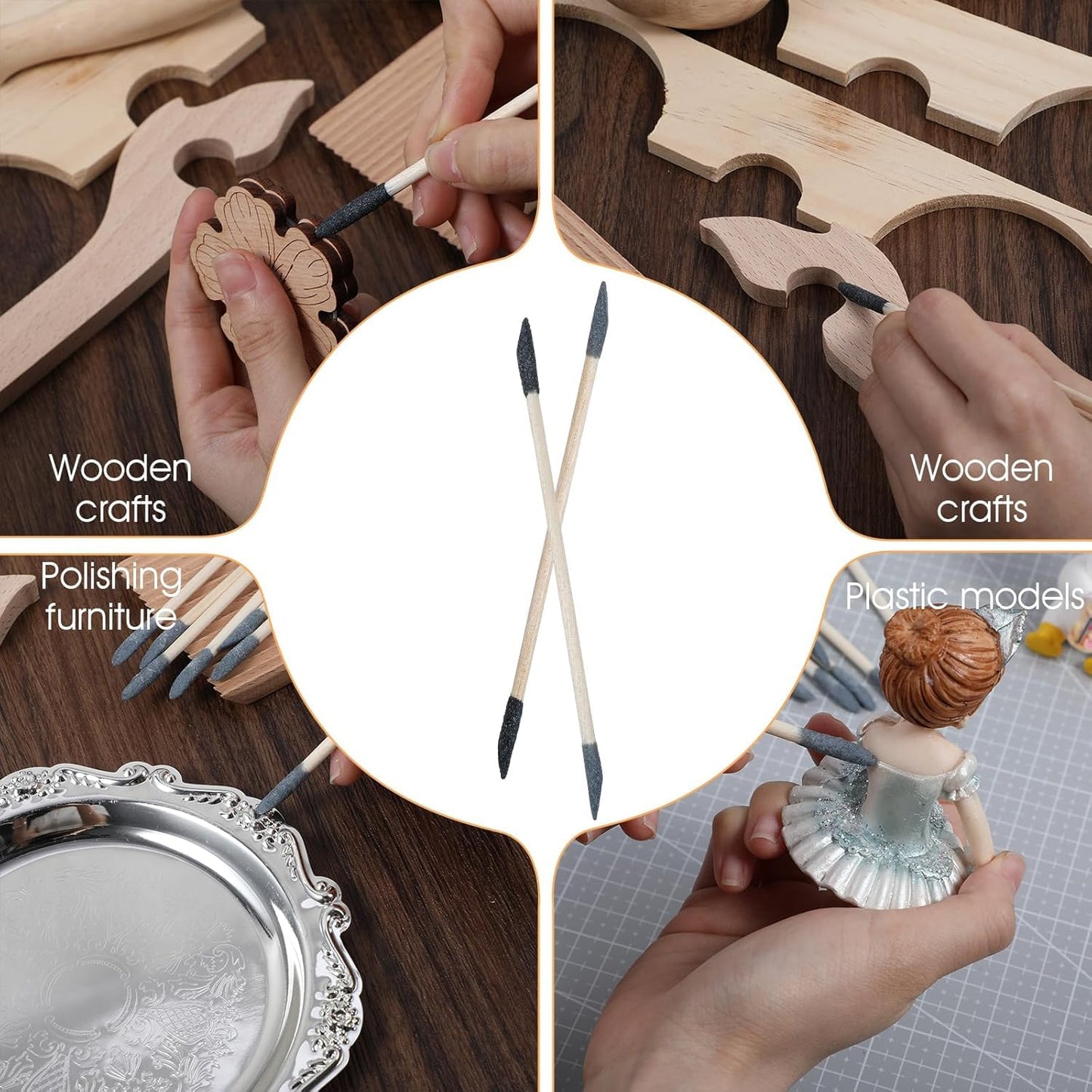 20/50Pcs Sanding Sticks, Double-Ended Matchstick Design Sanding Tools for Wood Plastic Models, 120/280 Grit Fine Detail Sander for Tight Spaces Crafts (5.4 x 0.2 Inch)