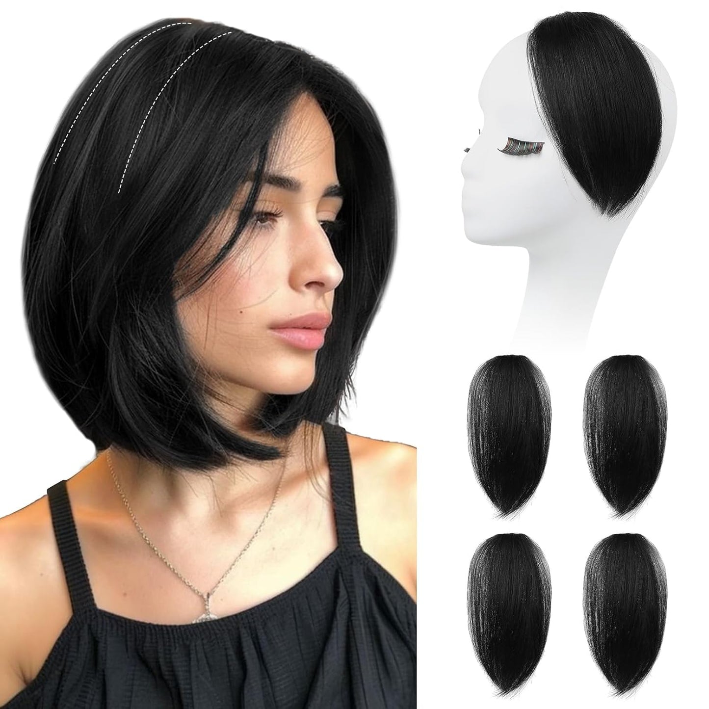 REECHO Clip In Hair Volumizer - Short Thick Hairpieces for Extra Volume | Light Brown with Blonde Highlights, 8 Inch (Pack of 2)