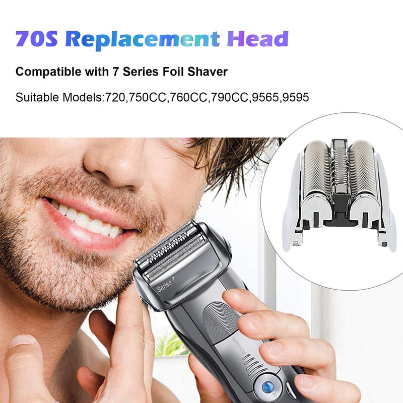70S Electric Shaver Head Replacement Compatible with Braun 7 Series Foil Shaver Models 720,750CC,760CC,790CC,9565,9595