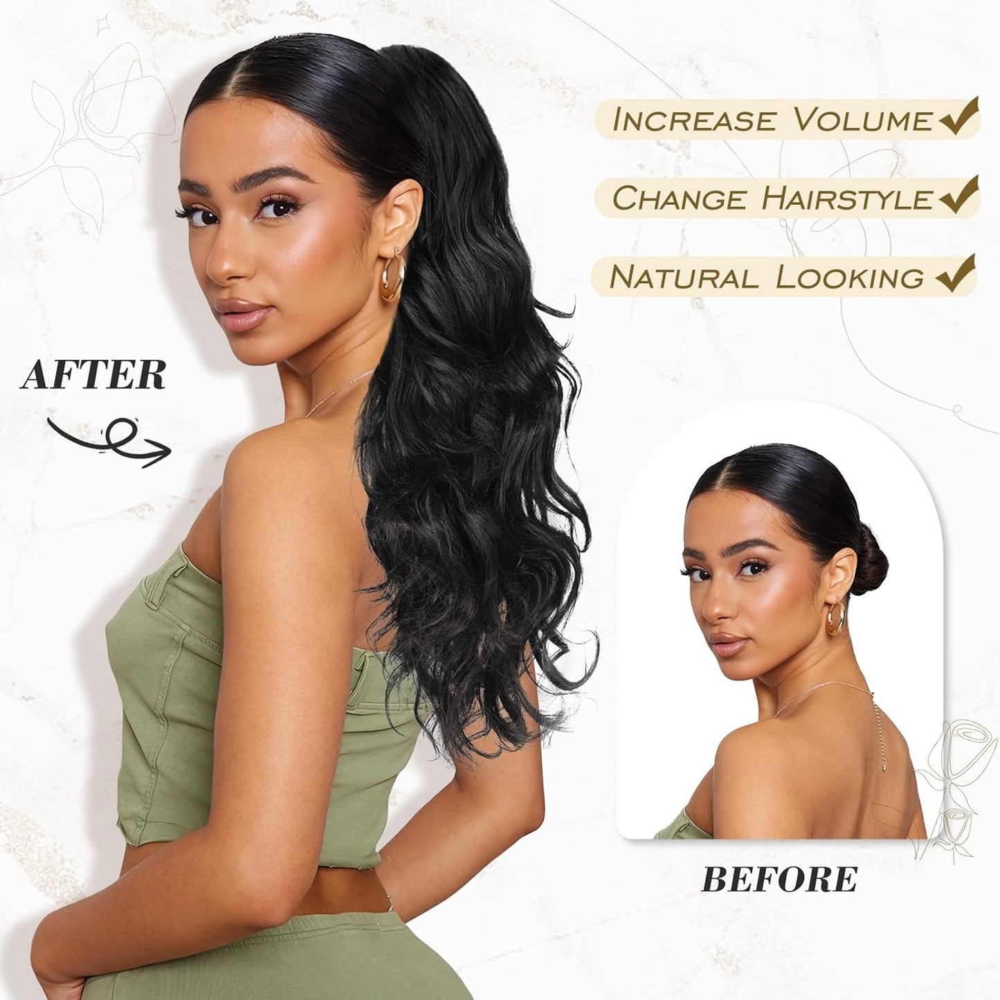 Brown Wavy Curly Ponytail Extension - 20 Inch Synthetic Drawstring Hairpiece for Women | Perfect for Daily and Party Use