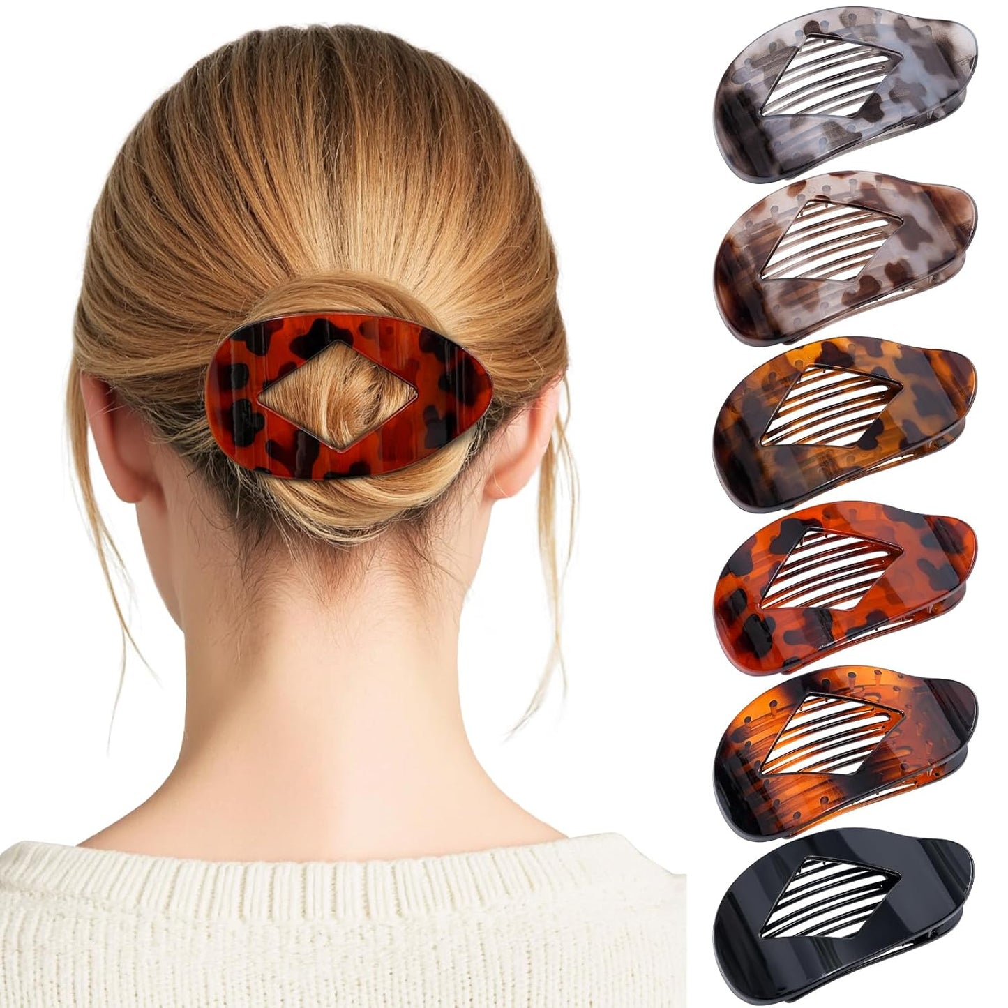 Flat Hair Clips for Women - 6 PCS French Medium Claw Clips for Thick or Thin Hair | Strong Grip Non-Slip Design