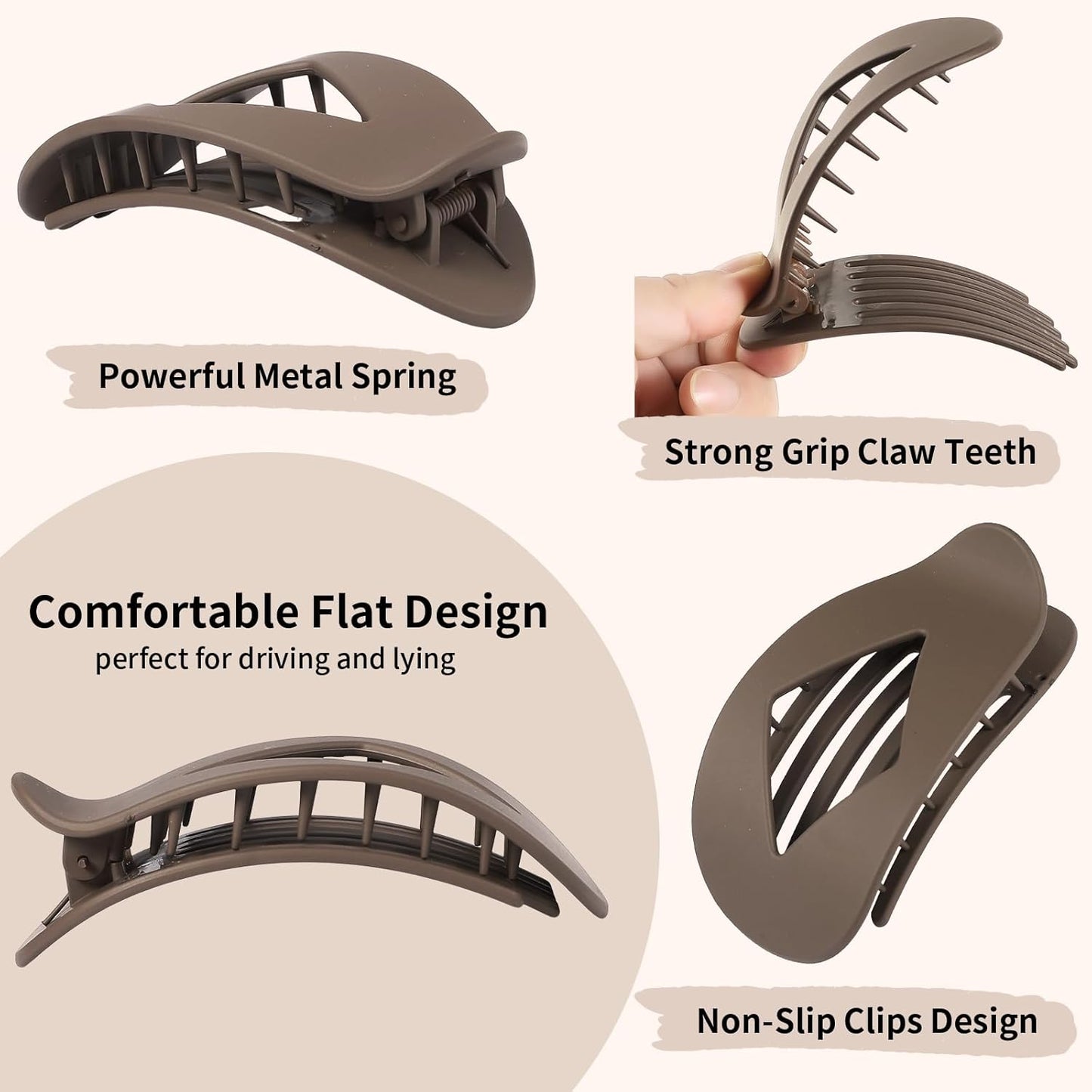 Flat Hair Clips for Women - 10 PCS Large Matte & Tortoise Claw Clips | 4.2 Inch Strong Hold for Thick/Thin Hair