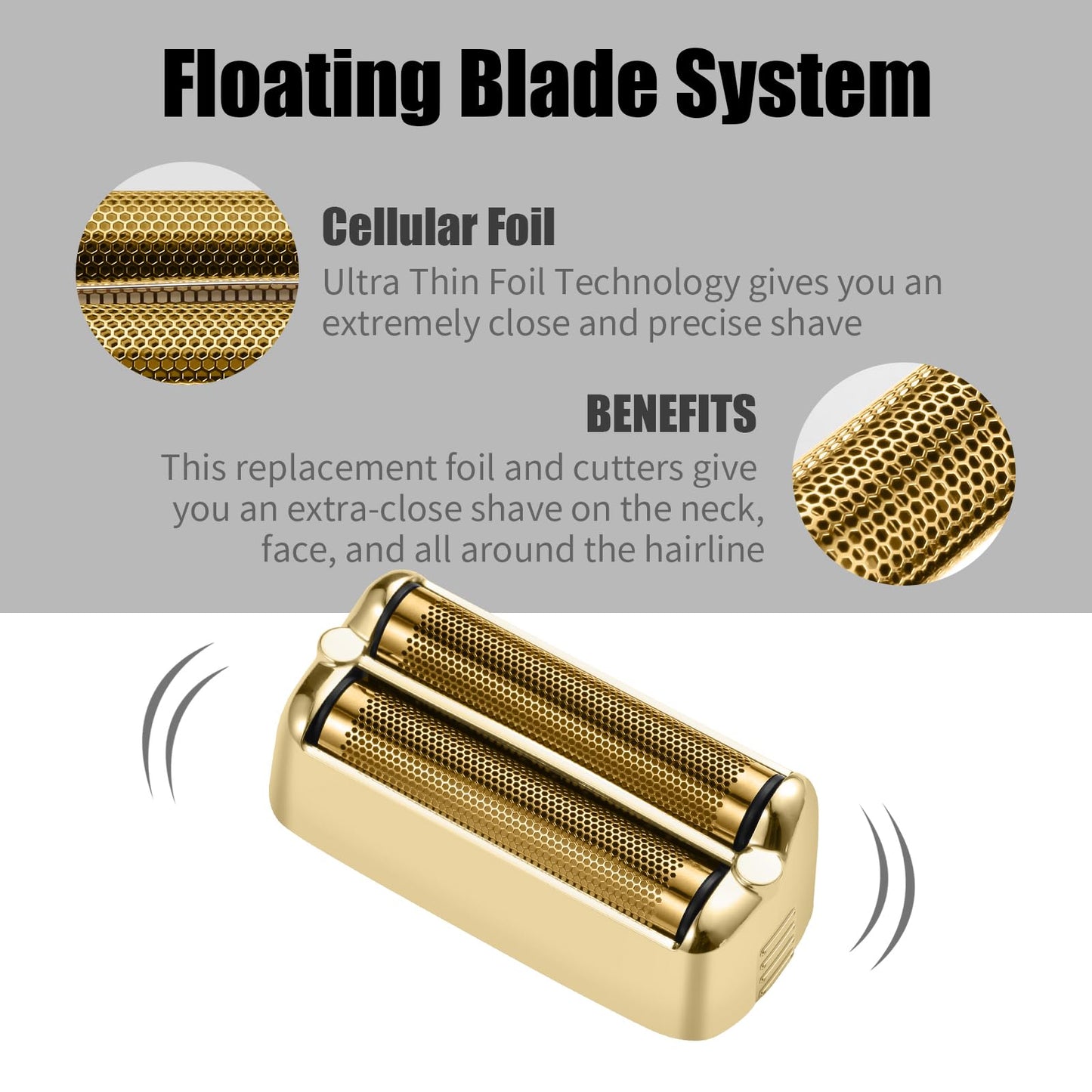Shaver Replacement Foil and Cutter，Compatible with BaBylissPRO FXONE Double Foil Stick Shaver,Gold