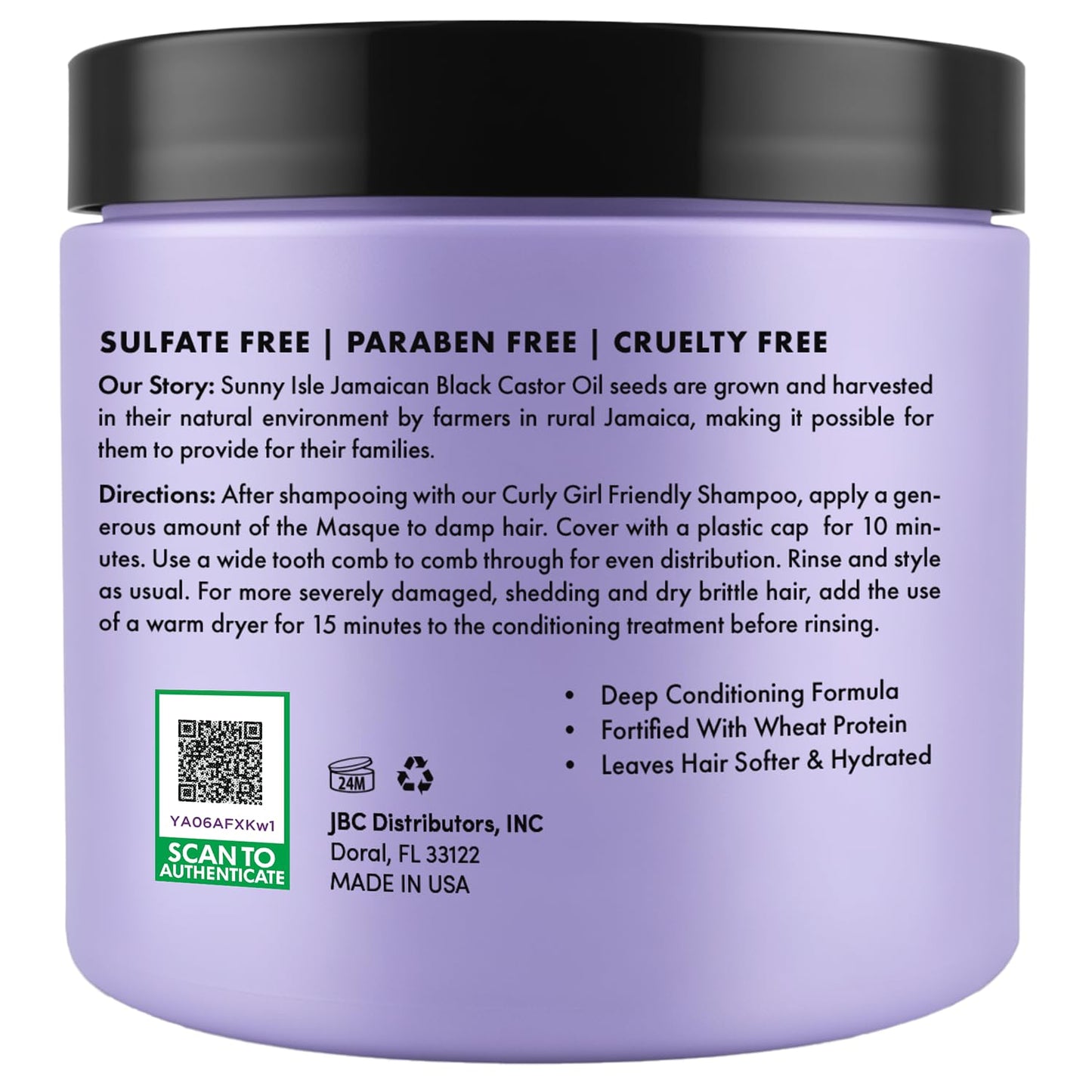 Curly Girl Friendly Intensive Repair Masque - Deep Conditioning Treatment for Curly, Wavy & Coily Hair | Jamaican Black Castor Oil & Shea Butter, 16oz