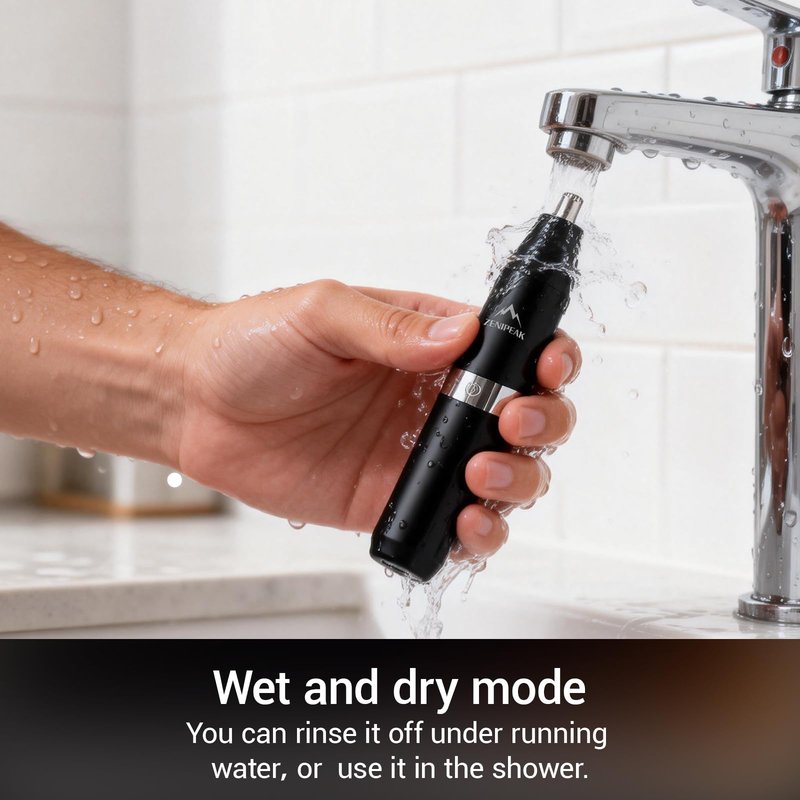 ZENIPEAK Professional Nose Hair Trimmer for Men & Women, USB-C Rechargeable Electric Ear & Nasal Clipper, Micro-Vacuum, Painless 8000 RPM, 3 Patented Magnetic Heads, Waterproof Travel Kit.