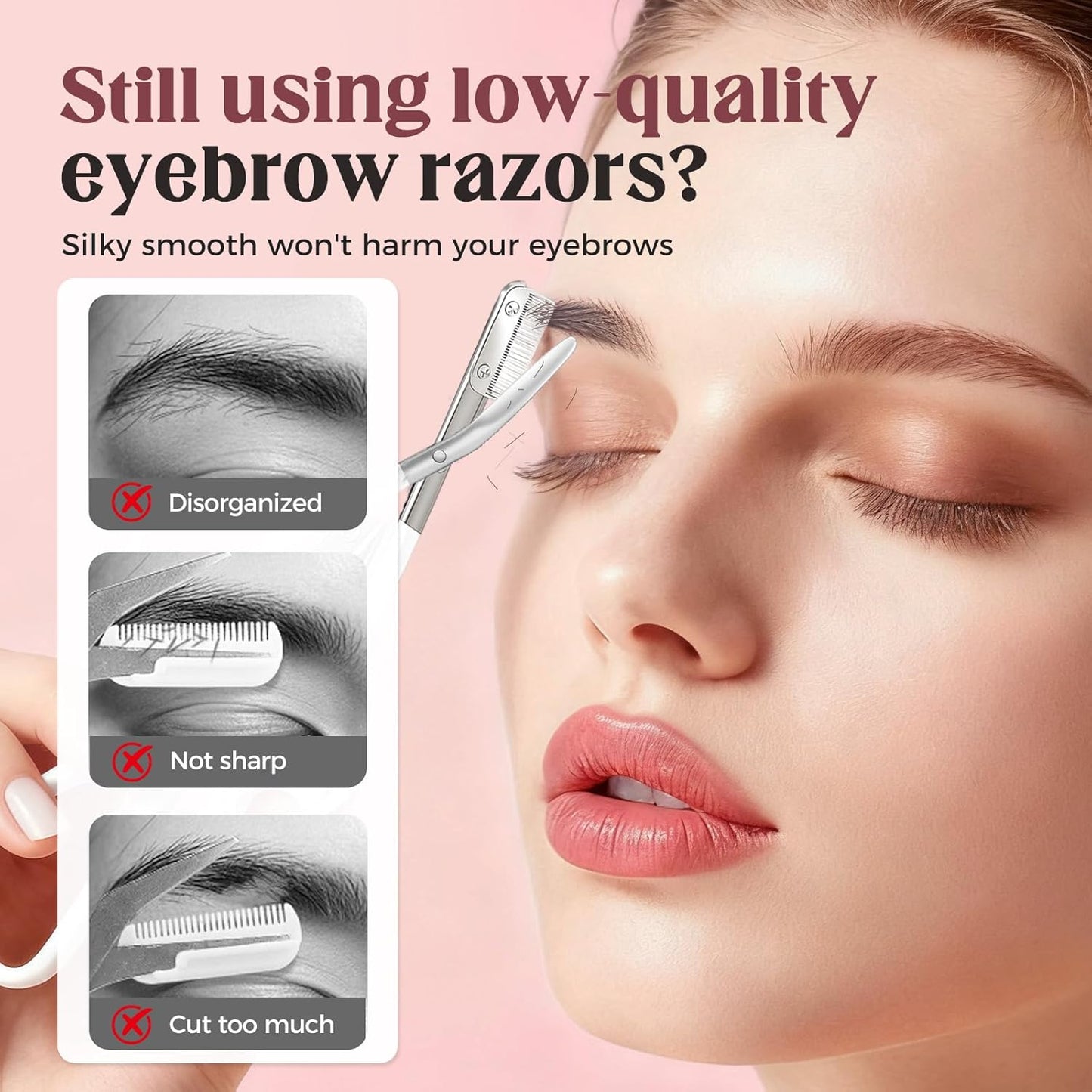 Eyebrow Trimmer Scissors - Stainless Steel Precision Hair Removal Tool for Women & Men | White
