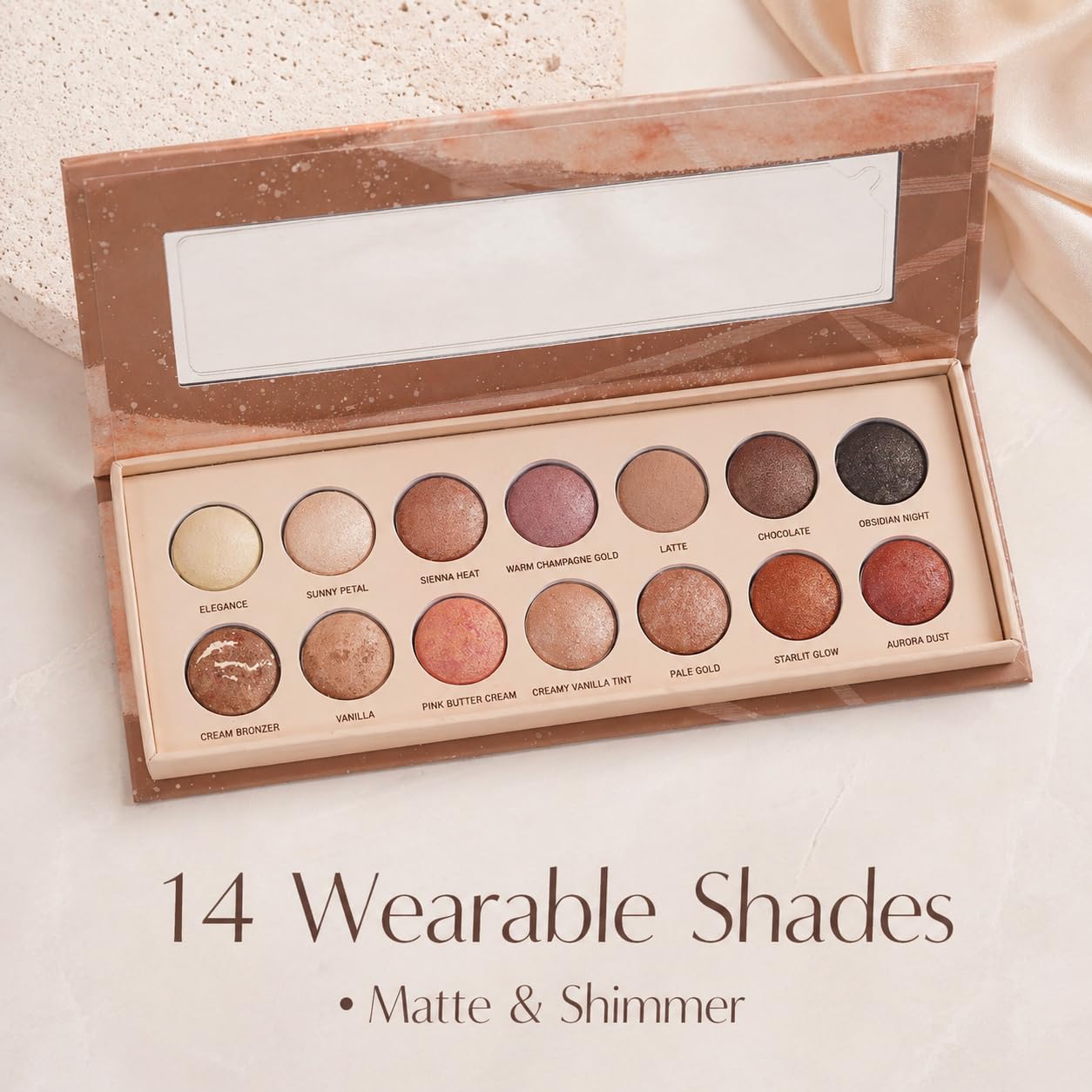 Neutral Eyeshadow Palette - High Pigment Blendable Matte & Shimmer Shades | Long-Lasting Eye Makeup for Everyday Use