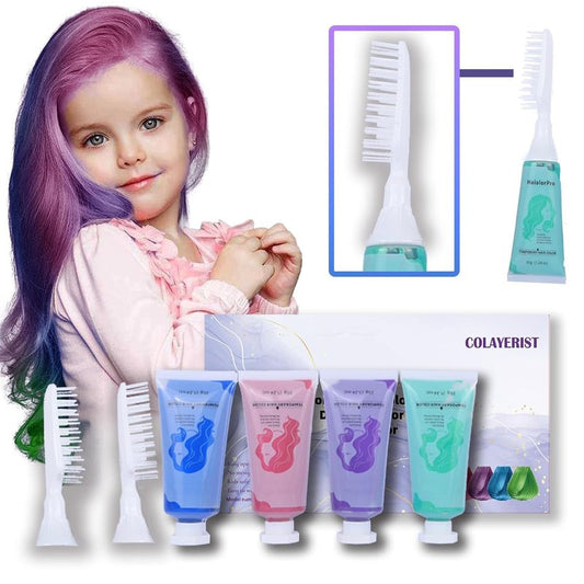 Temporary Hair Color Wax Kit - 4 Washable Hair Dyes in Green, Blue, Pink & Purple | Perfect for Kids & Adults 6-13 Years