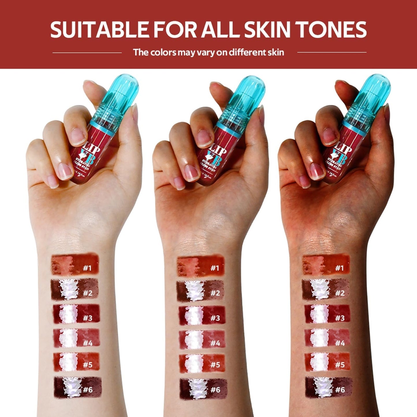 LIP VB Hydrating Gloss Stain – Lip Tint Gloss with 12HR Hydration Long-Lasting Moisture & Shine, Smooth Lip Stain with Glossy Finish, Non-Sticky, Rich Color for All Skin Tones (#5 FIERY BLAZE TINT, 1)