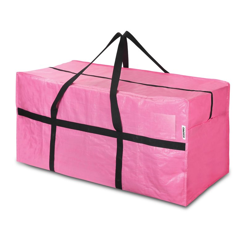 WORKPRO 1-Pack 66 Gallon Extra Large Moving Bags with Zippers & Carry Handles, Heavy-Duty Storage Totes, 45" x 16" x 22", Holds Up to 110 lbs, for Moving, Dorm Move-In & Storage Organization, Pink