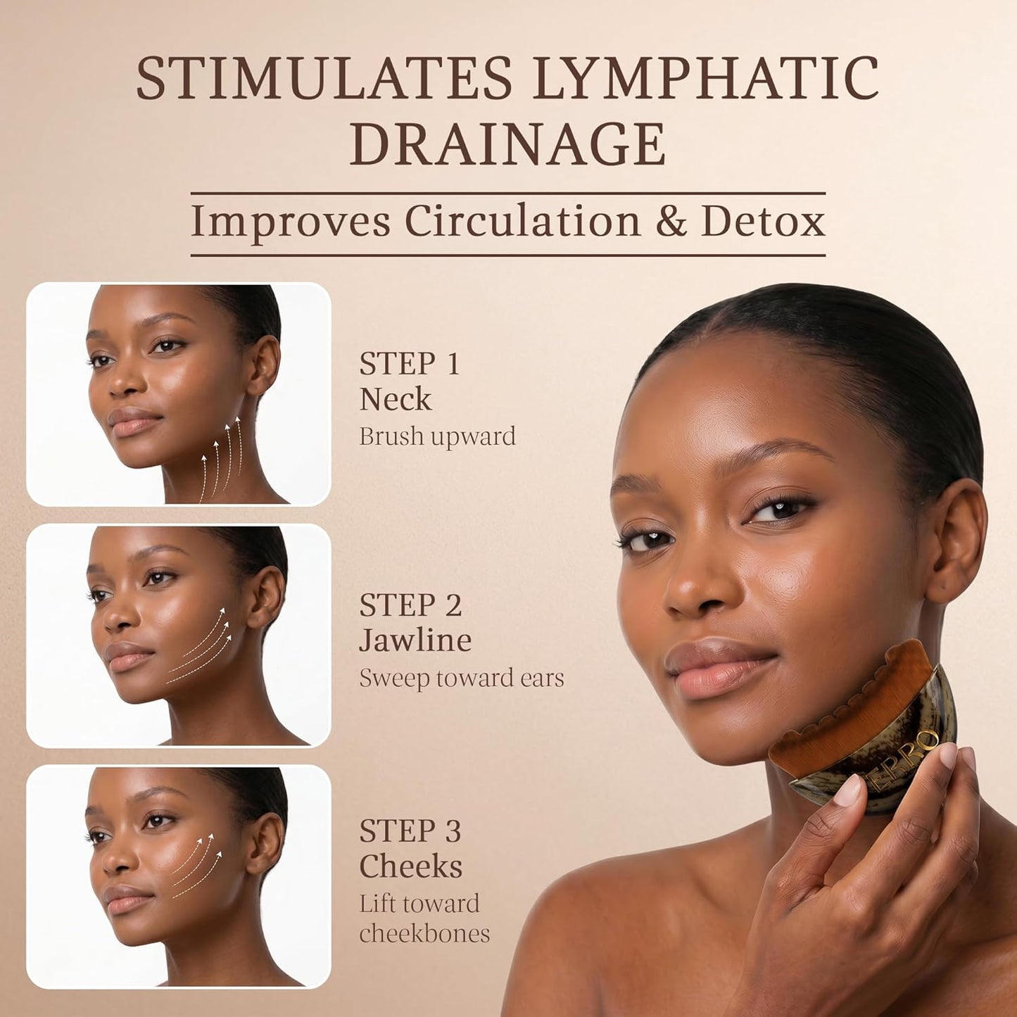 Lymphatic Face Brush Set - Sculpt & Drain with Ultra Soft Bristles | 2 Pack with Travel Cases (Marble)