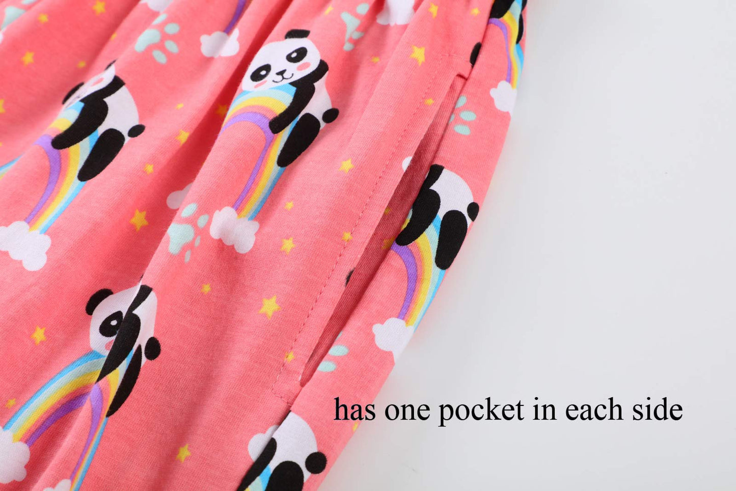 CYCHELRY Girl Sleeveless Summer Pajamas Set Cute Unicorn Pattern Tank Top and Stripe Shorts Sleepwear Soft Teen PJS Set Size 6-16 (Blue&Pink(Pandas), numeric_16)