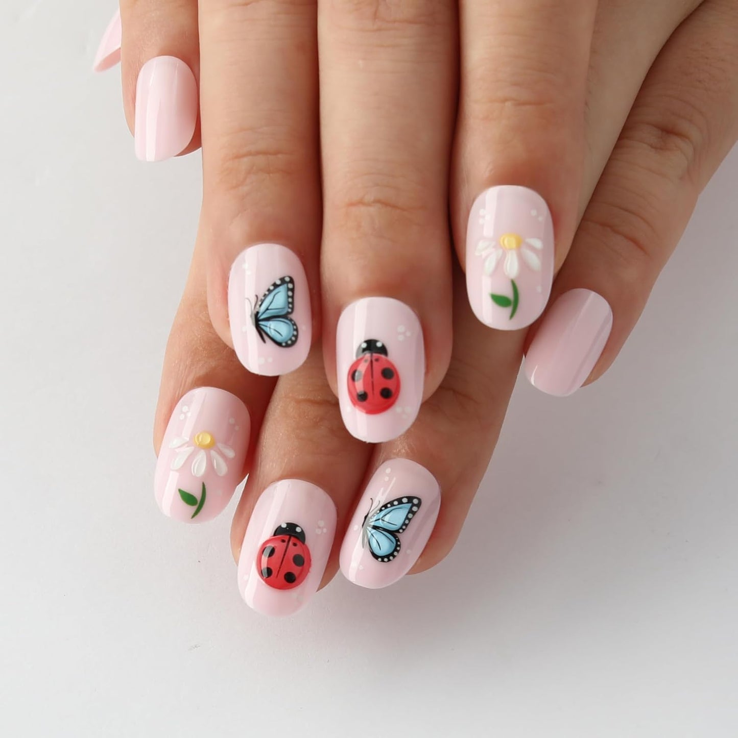 Ombre Press-On Nails - White & Light Pink Coffin Acrylic Design | 30 Pcs Reusable DIY Nail Art Kit for Women