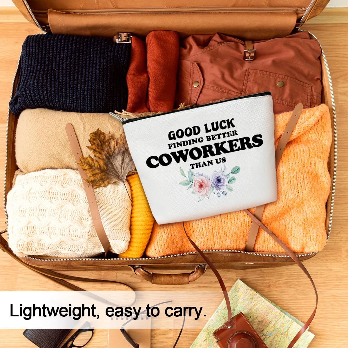 Coworker Gifts Makeup Bag, Work Will Suck Without You Make Up Bag, Travel Toiletry Bag for Women Going Away Farewell Retirement Gifts for Coworkers Boss Colleague, 1 PCS Cosmetic Bag for Pouch -B45