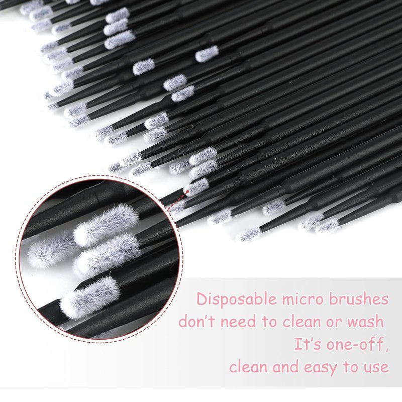 Micro Swabs - 100 Cotton Swabs for Makeup & Nail Art | Black Disposable Applicators
