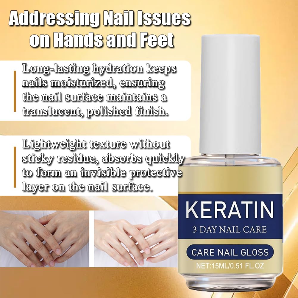 Keratin Nail Polish - Strengthening Treatment for Strong, Shiny Nails | Deep Moisturizing Formula (2 Pcs, 16ml)