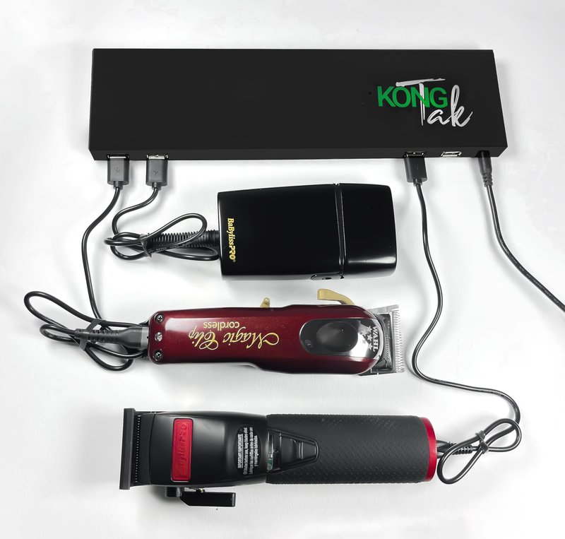 KONG TAK 4-Port USB Hub Station Charging Block And Professional Barber Appliance Magnetic Mat (Sold Separately) (GREEN BLOCK)