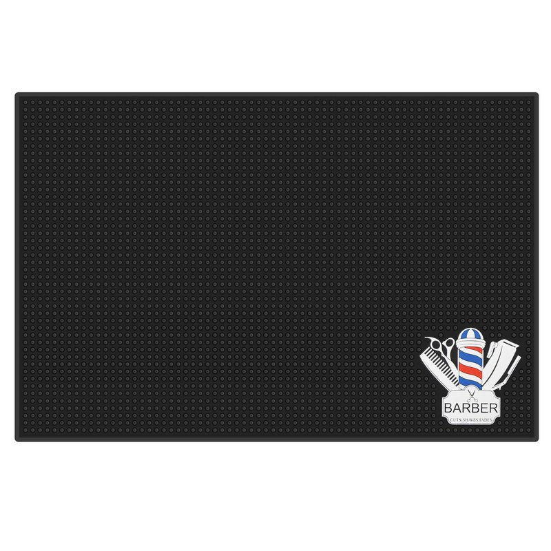 Barber Mat for Clippers, Segbeauty Nonslip Barbershop Counter Mat 11.8x17.7inches, PVC Black Flexible Thick Table Mat Work Station Organizer Pad for Scissors, Trimmers, Clippers, Hairpins, Combs