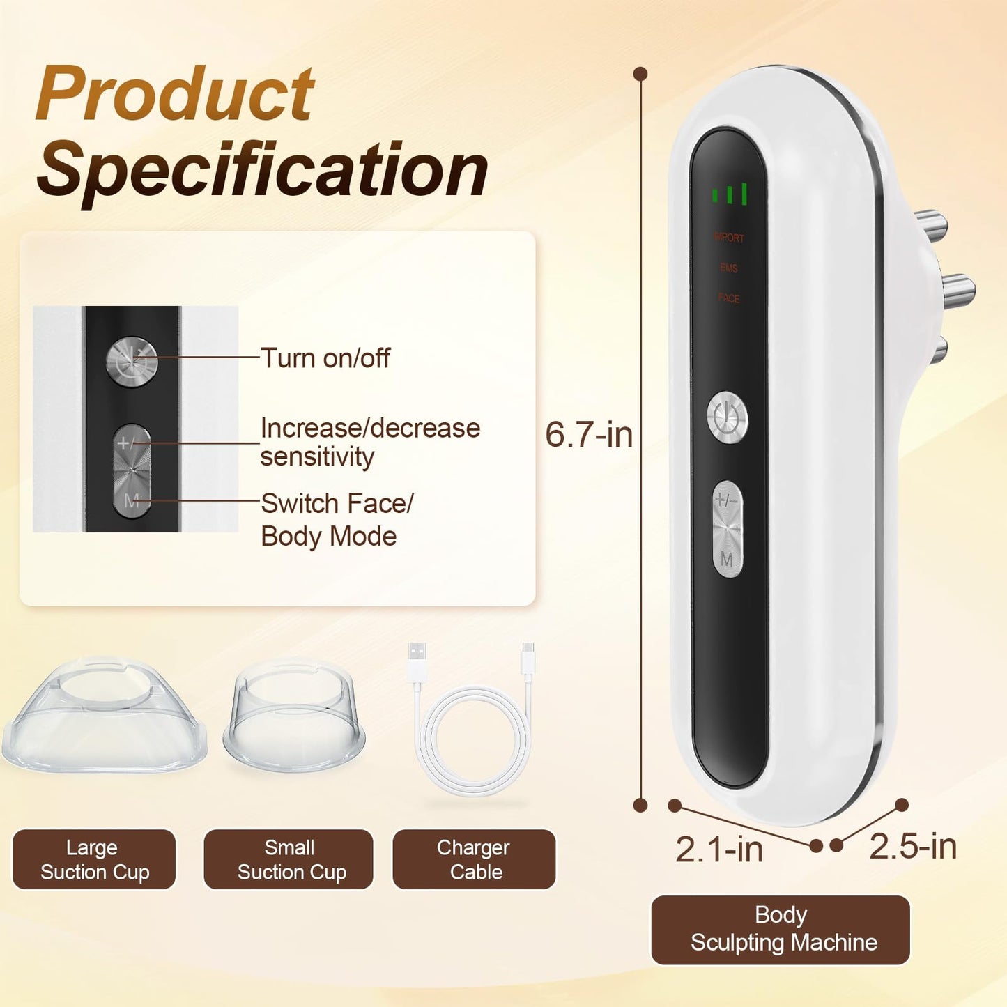 Hoakya 3-in-1 Body Suction Machine, Red Light Therapy Body Massager Electric Cupping Therapy, Suitable for Waist Abdomen, Arms, Hip and Legs