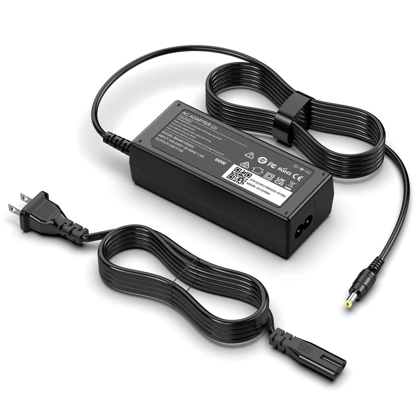 DC 12V Power Cord Compatible with AOC Monitor 16" 20" 22" 23" 24" 27"; E1659FWU, E2043FK, E2243FW, E2243FWK, E2343FK, LM520, LM720, LM729, LM800, LM914 Replacement Power Supply Cord