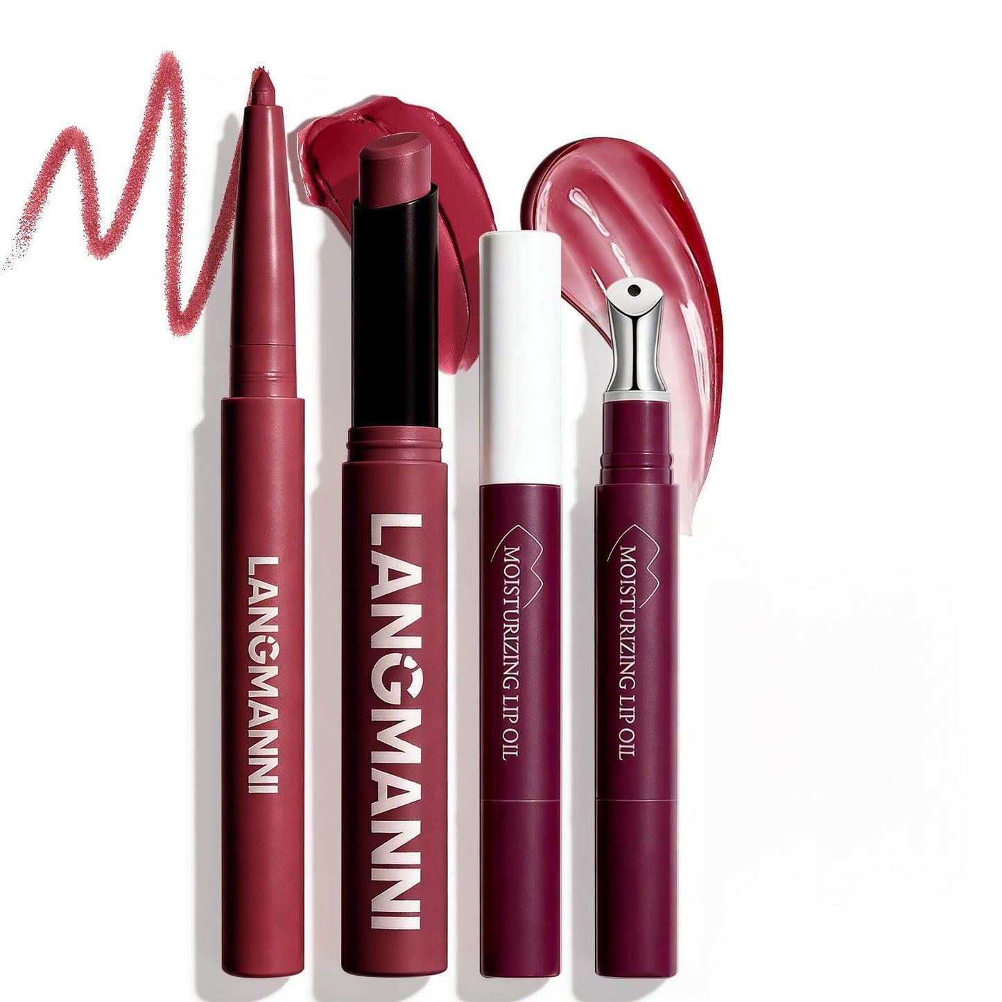 U-Shinein Lip Kit With Matte Lip Liner, Lipstick and Metal Tip Lip Gloss Combo, Peptide Lip Treatment Long Lasting, Highly Pigmented & Smudge Proof Makeup Hydrating Formula with Natural 3 Count Purple