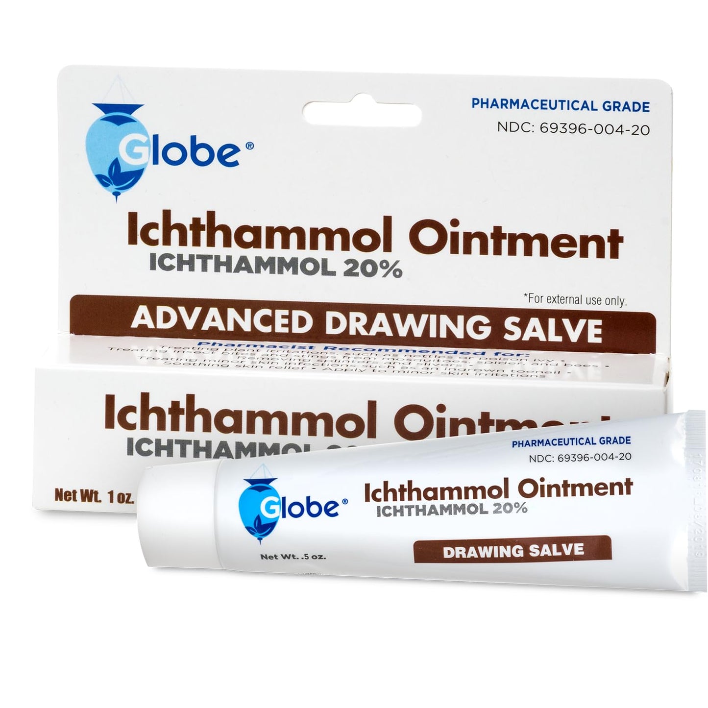 Globe Ichthammol Ointment 20% (Drawing Salve) 1 OZ - Soothing Skin Relief, Treatment of Eczema, Acne, Boils, Splinters, Bee Stings - Maximum Strength