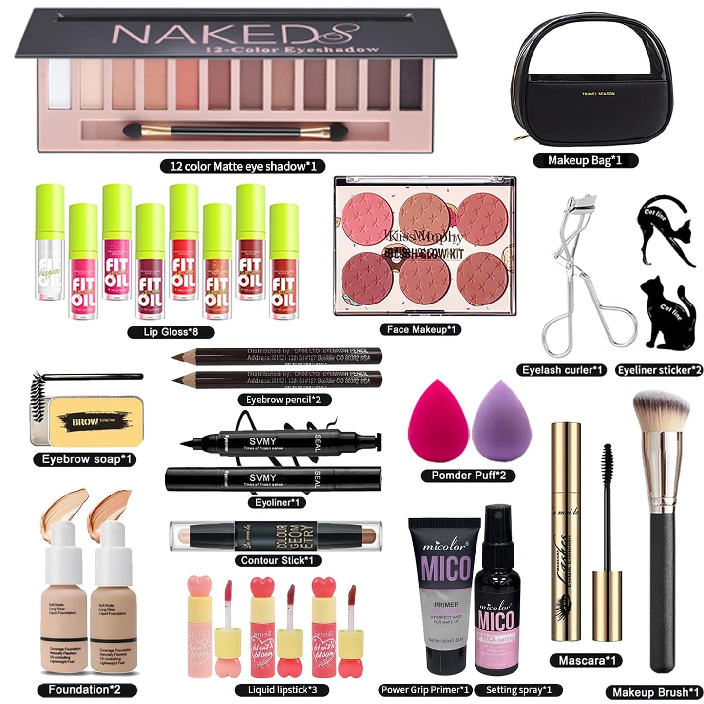 Full Makeup Kit for Women - All-in-One Makeup Set with Eyeshadow, Foundation, Lipsticks & More | Perfect Gift for Beginners & Teens