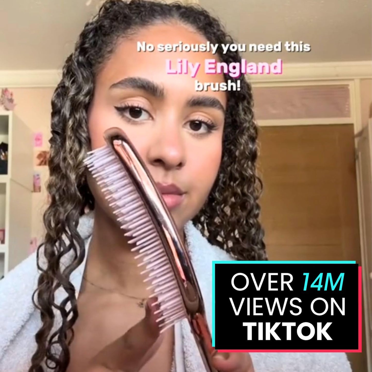 Lily England Detangling Brush - Pain-Free Styling for Curly Hair | Flexible Bristles, Rose Gold Design