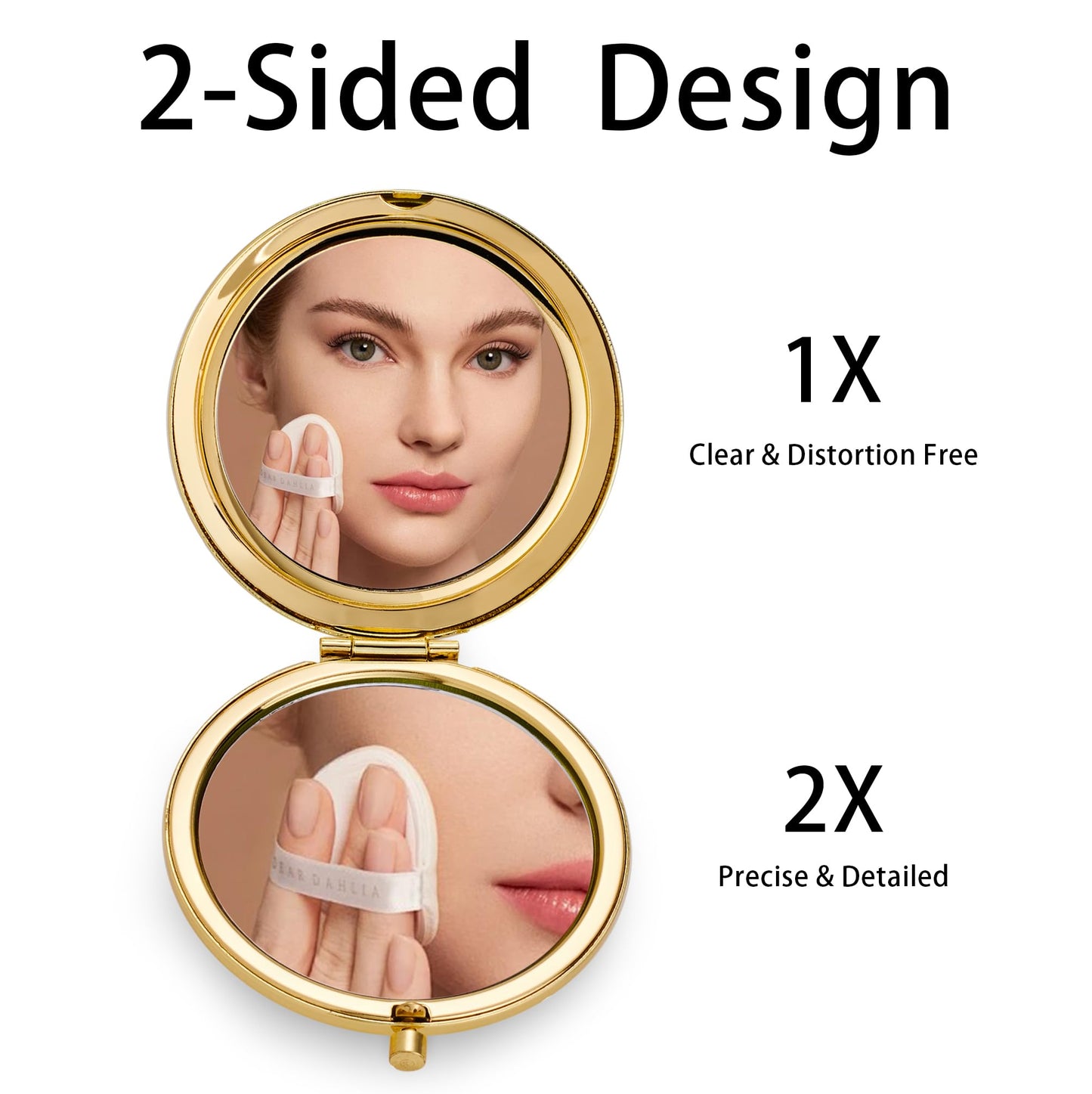Daricano Compact Mirror for Purse, Metal Round Shell, Double-Sided 1X/2X Magnifying, Portable Travel Small Makeup Mirror, Mini Pocket Mirror, Gold,24 Packs