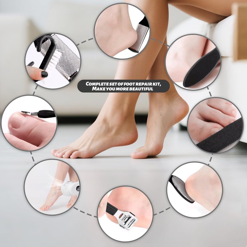 Doeean Callus Remover for Feet Electric Feet Callus Remover Pedicure Foot Scrubber 17 in 1 Professional Foot Care Tool Ipx6 Waterproof Applicable to Removing Hard Cracks Dryness and Dead Skin (Black)
