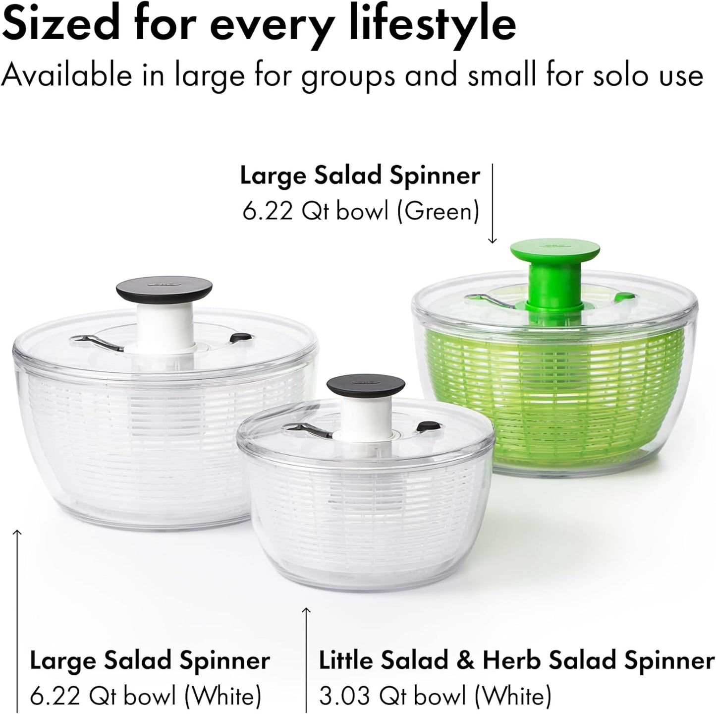 OXO Good Grips Salad Spinner - Efficient Lettuce & Vegetable Washer | 6.22 Quart Capacity