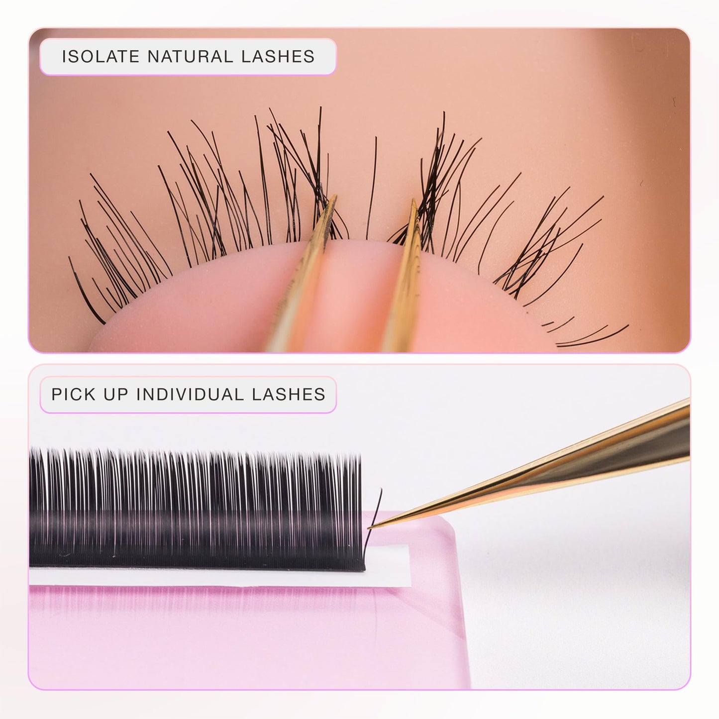 Curacoro Lash Tweezer - Professional & Precision Fiber Tip Grip Lash Tweezers for Eyelash Extensions, Multi Shapes & Purposes Tweezers for Volume, Isolation & Classic Lashes (Gold, La Classique)