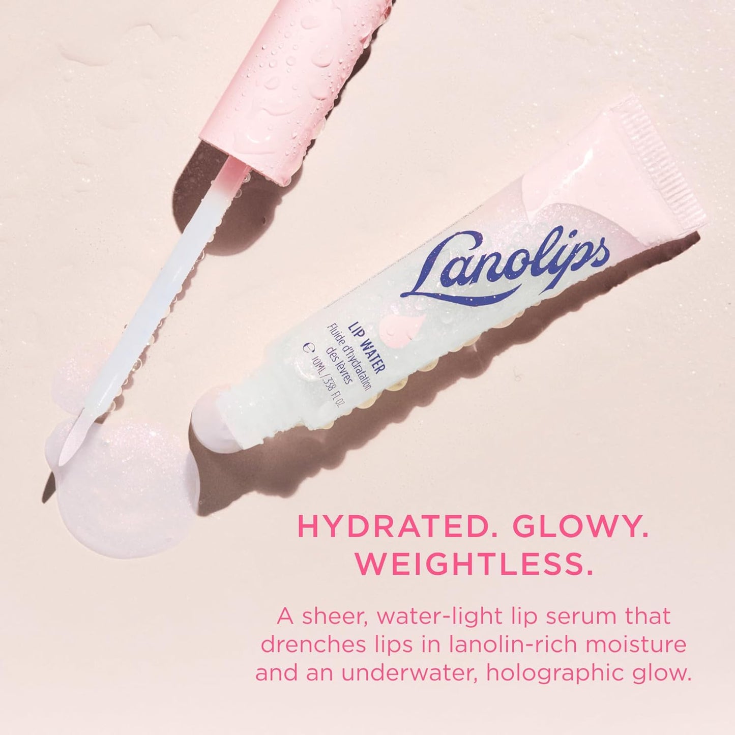 Lanolips Lanolin Lip Water - Hydrating Clear Gloss Serum with Hyaluronic Acid | 10ml Moisturizer for Dry Skin