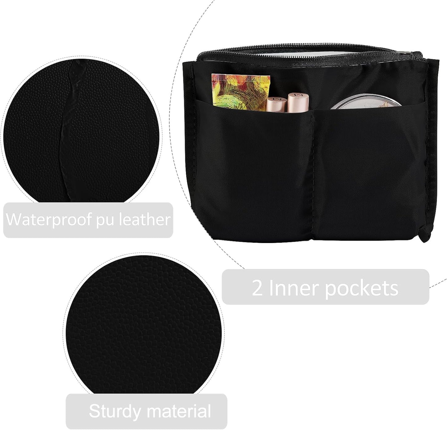 Cosmetic Bags for Women - Small PU Leather Makeup Pouch | Travel-Friendly Zippered Design