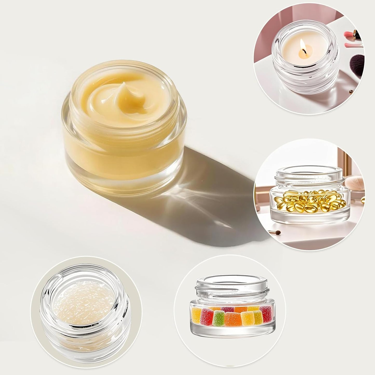 Clear 5ml Small Jars - 90 Pack Airtight Glass Containers with Black Lids & Spoons | Ideal for Beauty Samples, Lotions, & Travel