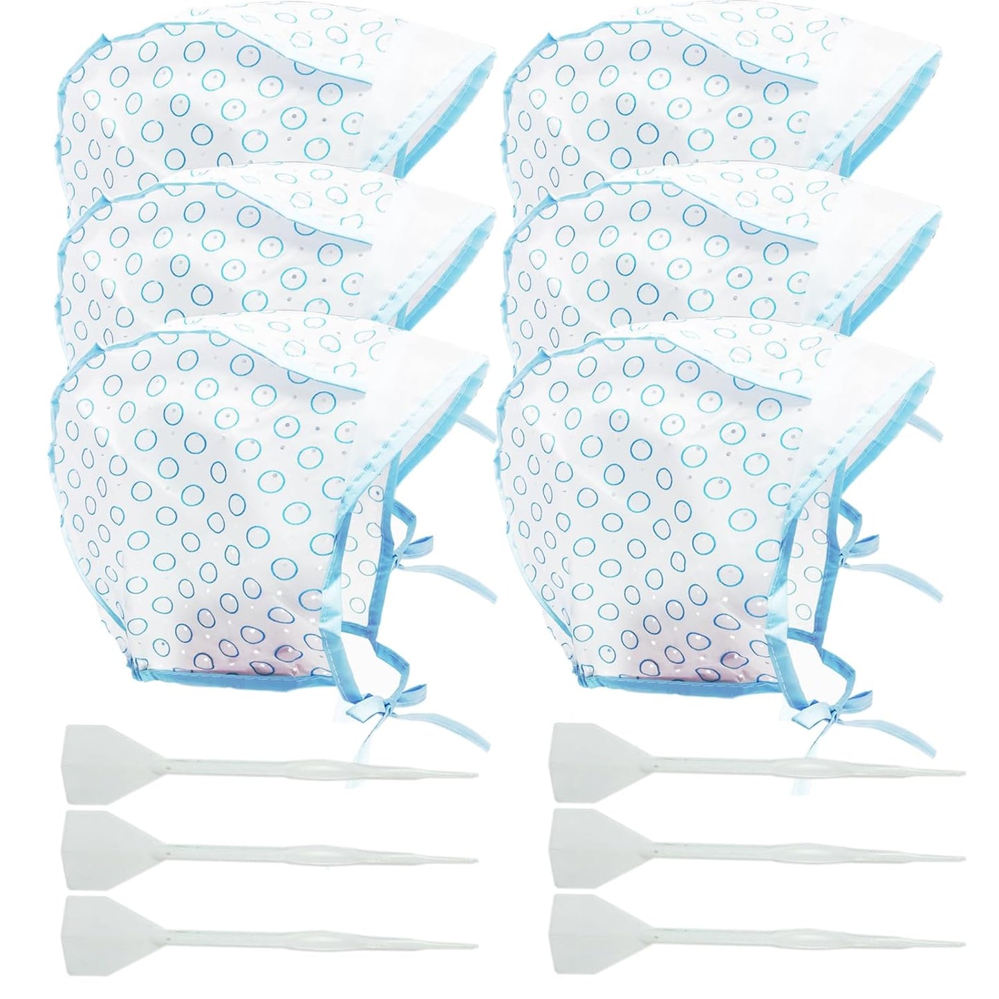 Hair Highlighting Caps - 6 Disposable Dye Caps with Crochet Needles for Salon & Home Use | Tipping Supplies