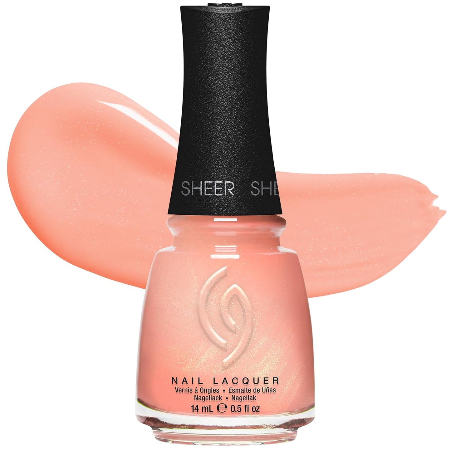 China Glaze Nail Lacquer - Moment in the Sunset Coral Pink Polish | Quick Dry, Chip Resistant, Shimmer Finish, 0.5 fl oz