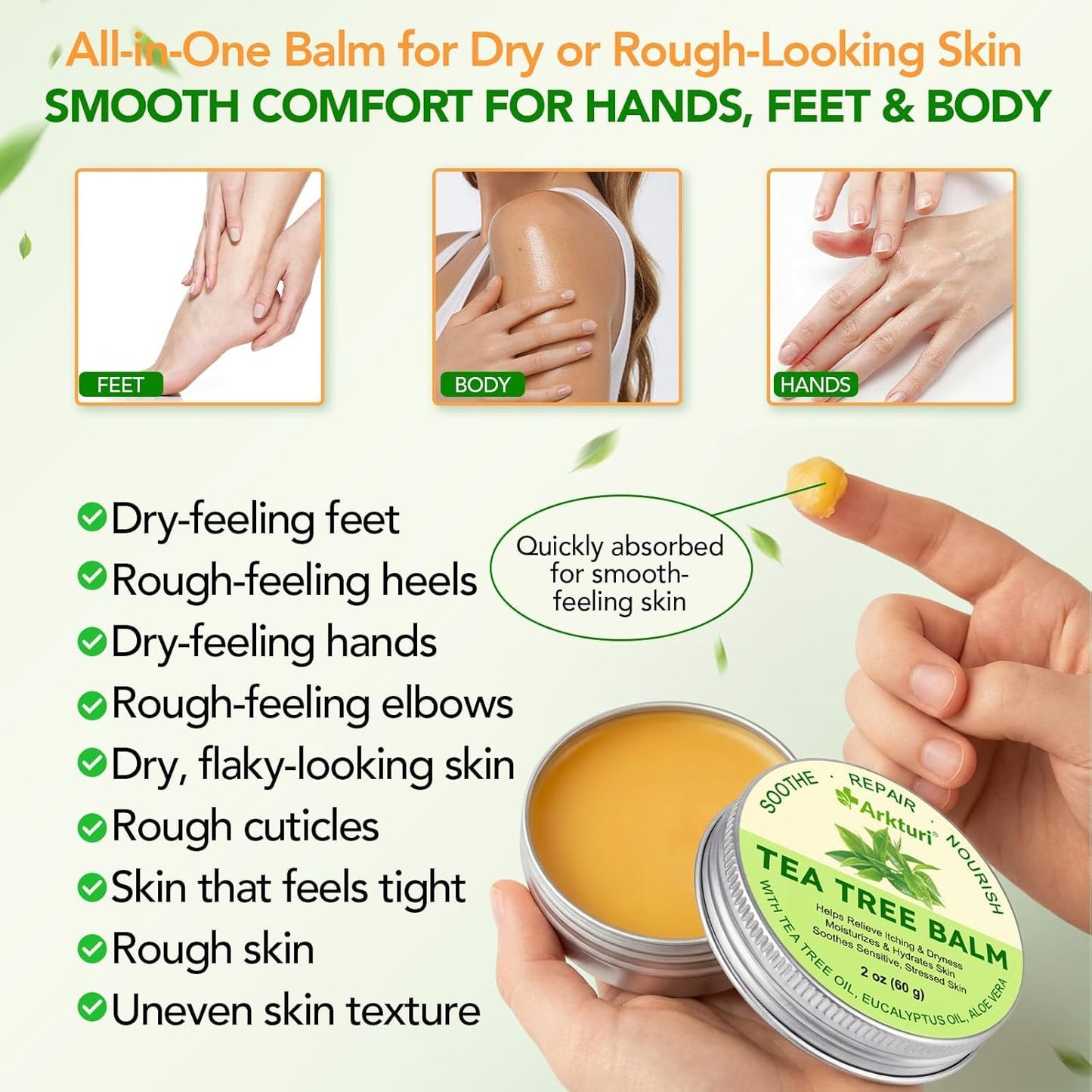 Tea Tree Oil Balm for Dry Skin Relief | Organic & Safe for All Ages - 1 Pack