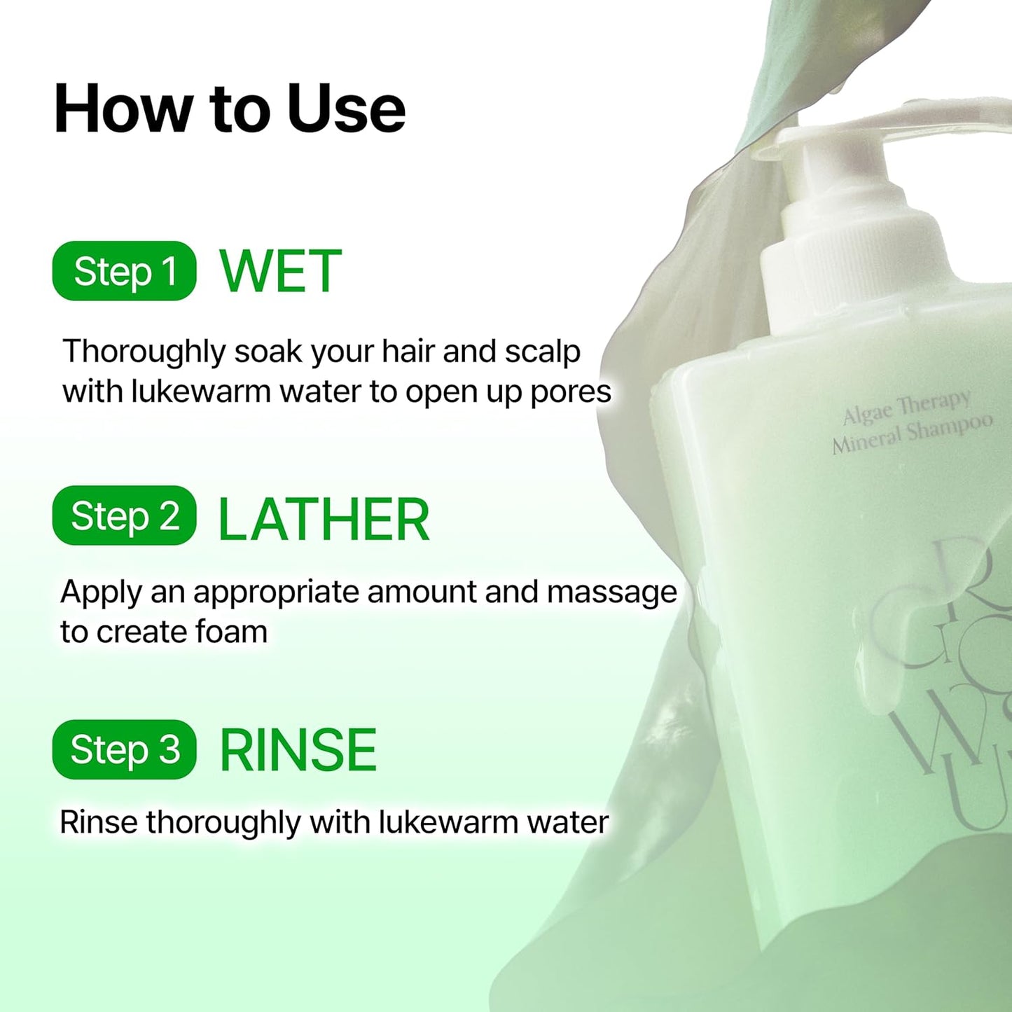 Algae Therapy Seaweed Shampoo - Marine Peptide & Biotin Formula | Volumizing Scalp Strengthening Wash | 16.9 Fl Oz (500ml)