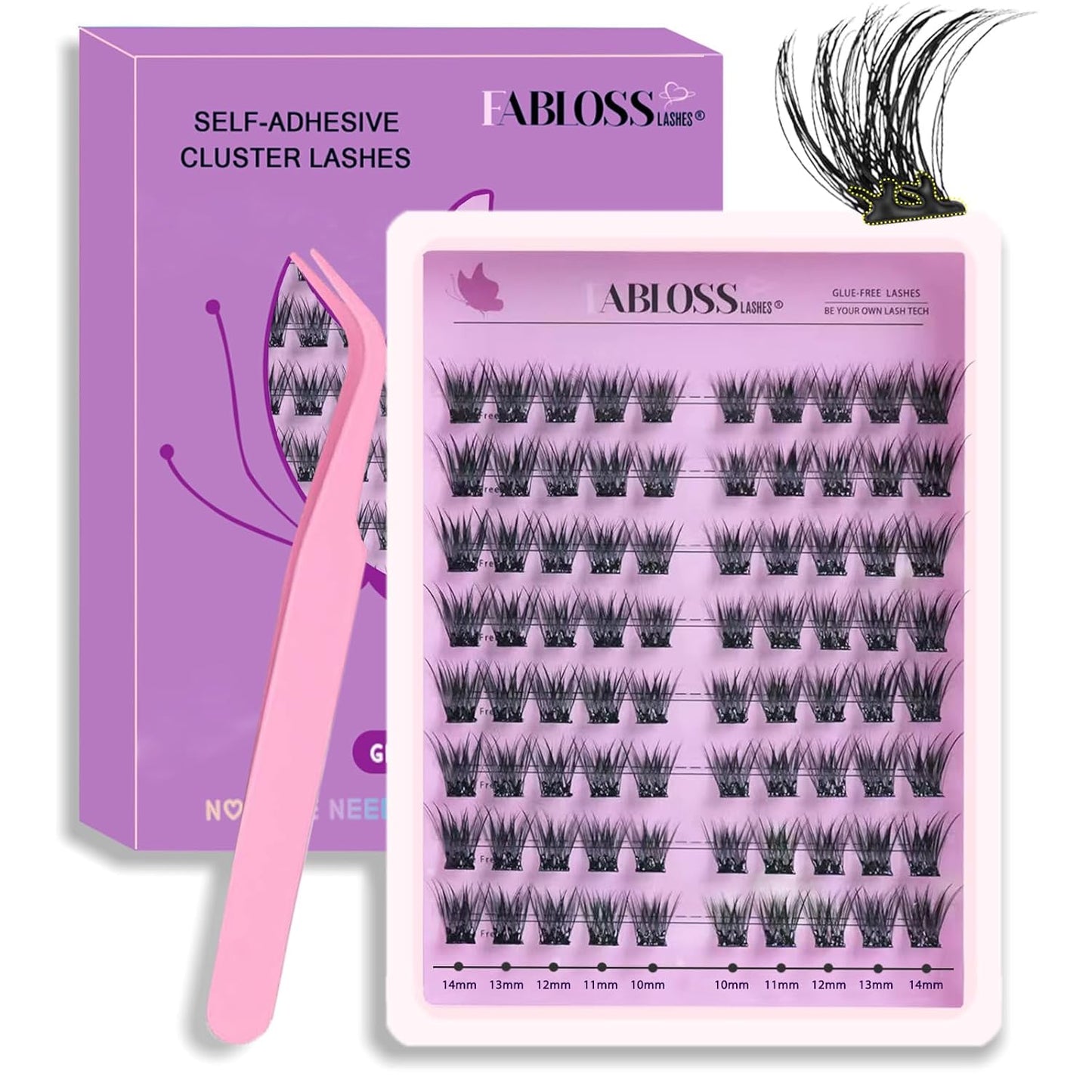 Self-Adhesive Eyelash Clusters – 40 Pcs Thick Volume Lashes | Pre-Glued, No Residue, 14-16MM