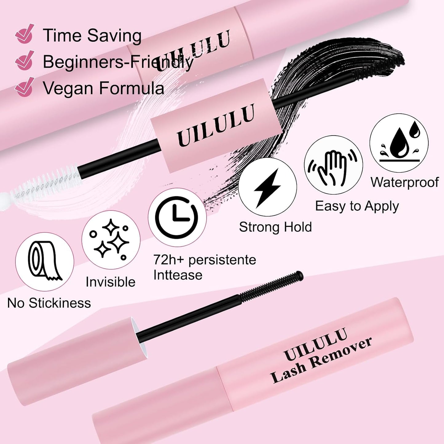 Lash Bond and Seal - Waterproof Eyelash Cluster Glue with Remover | Long-Lasting Hold (10ml + 5ml)
