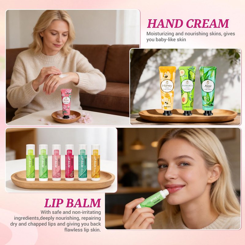 Lip Balm Bulk Gift Set - Hand Cream & Thank You Card | Perfect Teacher Appreciation & Spa Party Favors