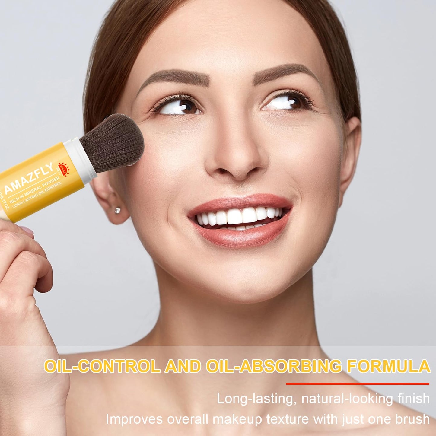 Mineral Sunscreen Setting Powder, SPF 35 Brush Sunscreen Powder for Face & Scalp, Long Lasting Lightweight Breathable, Oil Control Natural Matte Finish (#04 Pink Complexion)