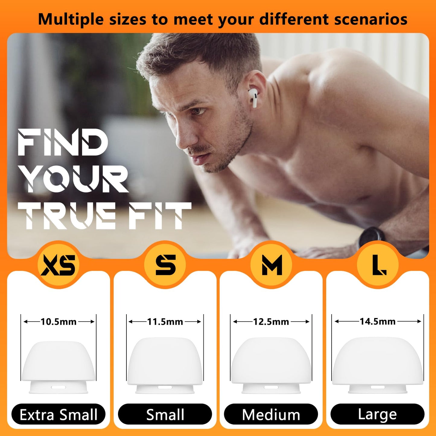 4 Pairs Replacement Ear Tips for AirPods Pro 2nd/1st Generation with Portable Storage Box & Cleaner Pen,Noise Reduction Holewith & Built-in dust Guard Screen,Silicone EarTips(White)