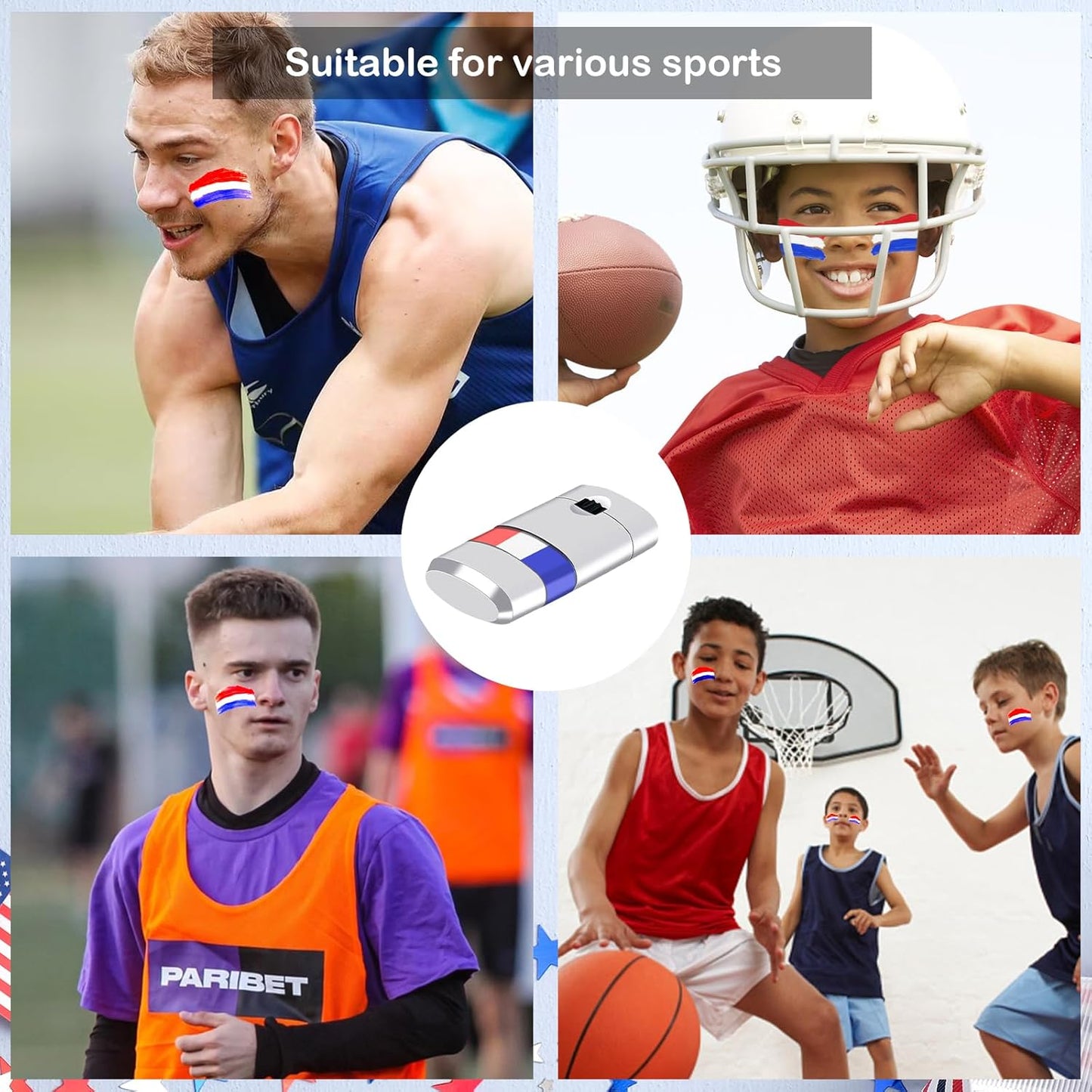 Patriotic Face Paint Kit - Red, White & Blue Stick Makeup for 4th of July | Independence Day Body Paint for Sports Events