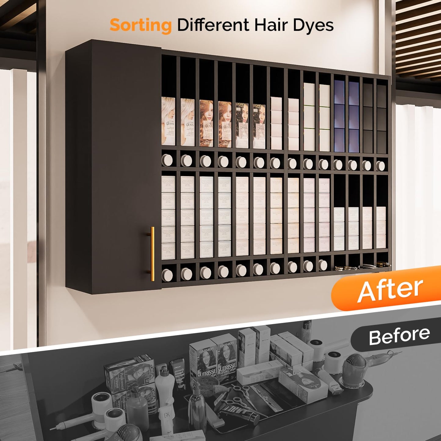 Professional Hair Color Rack, Salon Hair Color Tube Storage Cabinet with Adjustable Shelves