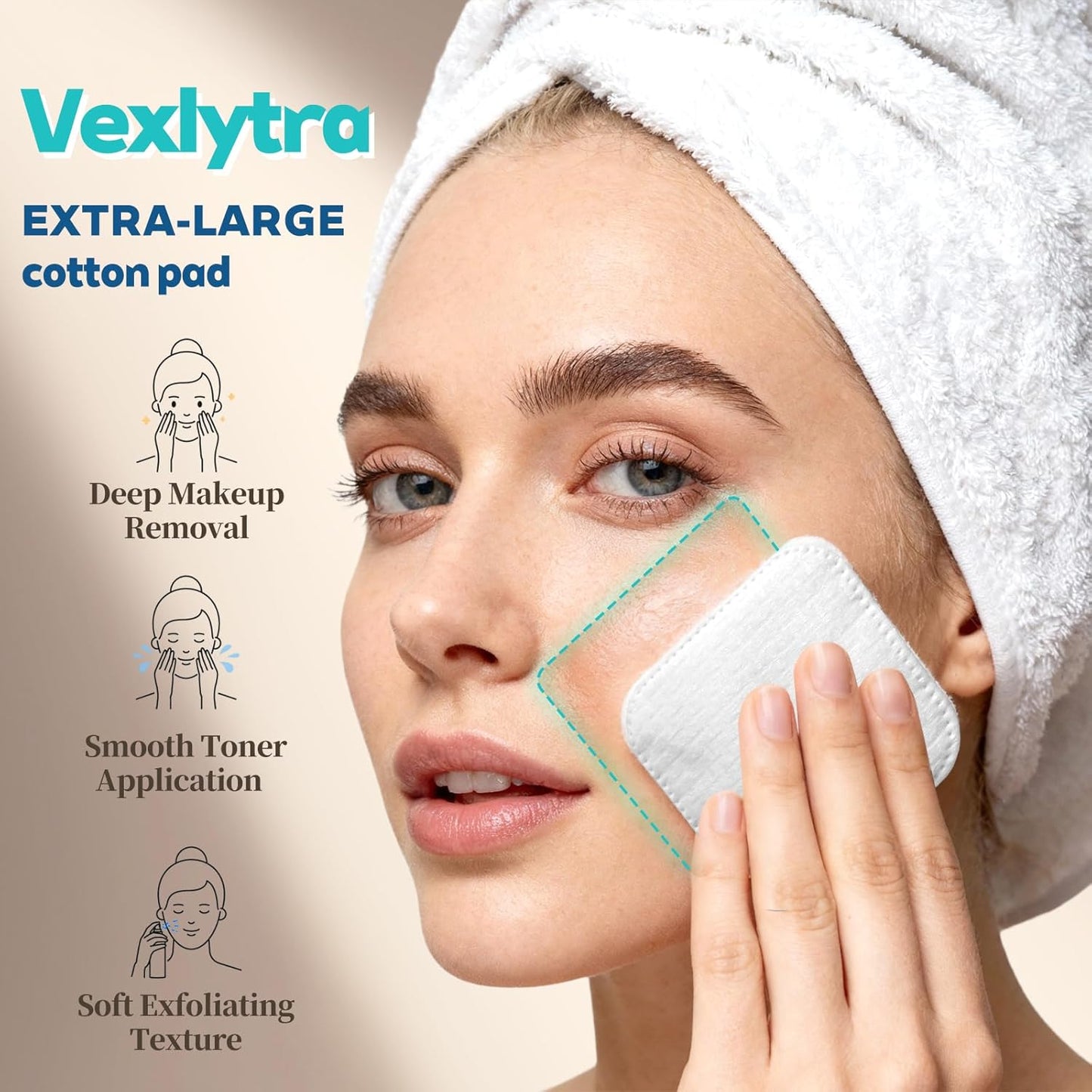 Large Cotton Pads for Face - Lint-Free, Triple-Layer Makeup Remover Rounds | 70 Count