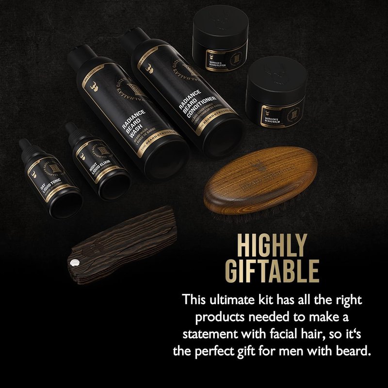 Ultimate Beard Growth Kit for Men by The Beard Struggle - Balm, Cream, Brush, Comb, Oil, Wash, & Conditioner for Moisturizing Beard - Hoenir's Poem, Gold Collection