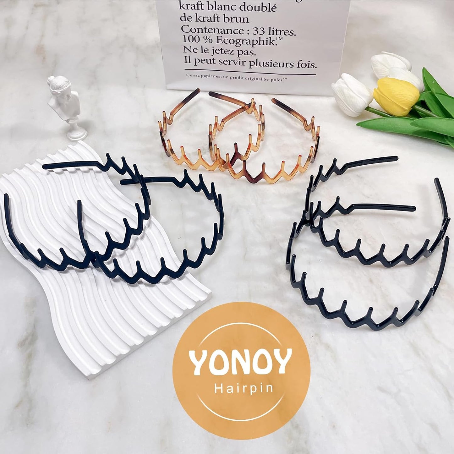 Zig Zag Shark Tooth Headbands - 6Pcs U-Shaped Hair Bands for Women | Wavy Teeth Design