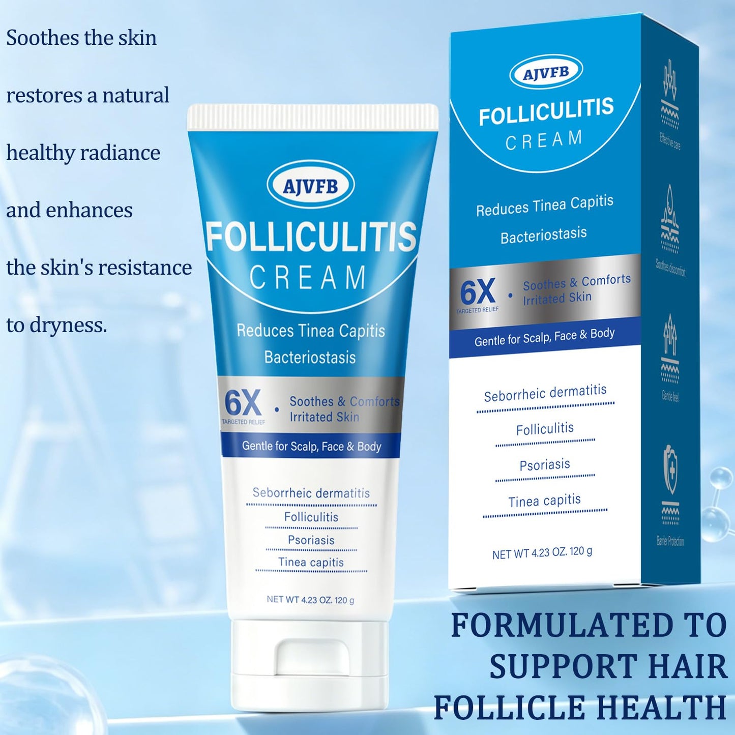 Folliculitis Care Cream – Multi-Use Ointment for Scalp, Face, Body & Buttocks – Targets Bumps, Razor Burn & Scalp Scabs – Non-Greasy Formula for Sensitive Skin (1)